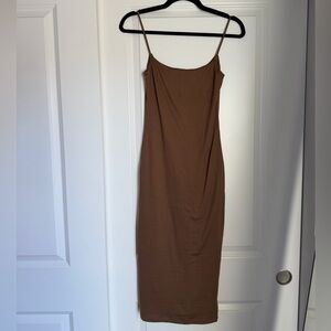 Chic Brown Midi Slip Dress